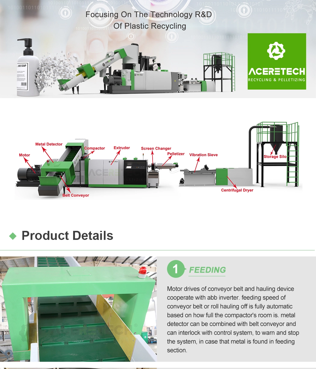 High Speed PP Woven Bag Pelletizing Pelletizer Recycling Plastic Granulating Machine for Sale