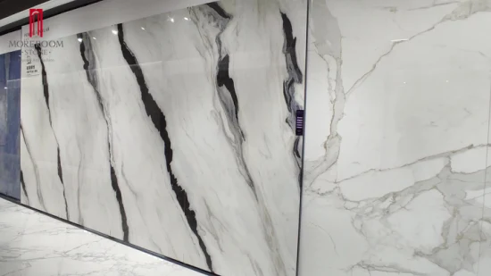 Panda White Marble 3200X1600mm Glazed Polished 12mm Porcelain Slab for Stairs